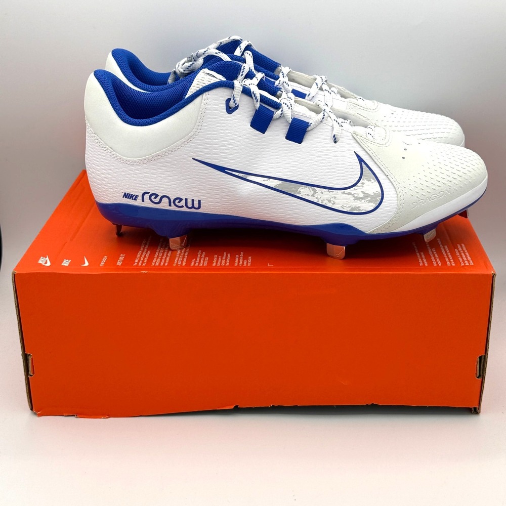Nike Hyperdiamond 4 Pro Shoes Womens Size 12 White Blue Softball FZ0922-103
